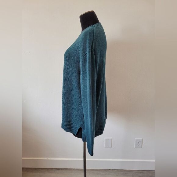 Ella Moss Green Sweater Crew Neck Pullover Fisherman Cozy Soft Girl Academia L - Picture 3 of 10